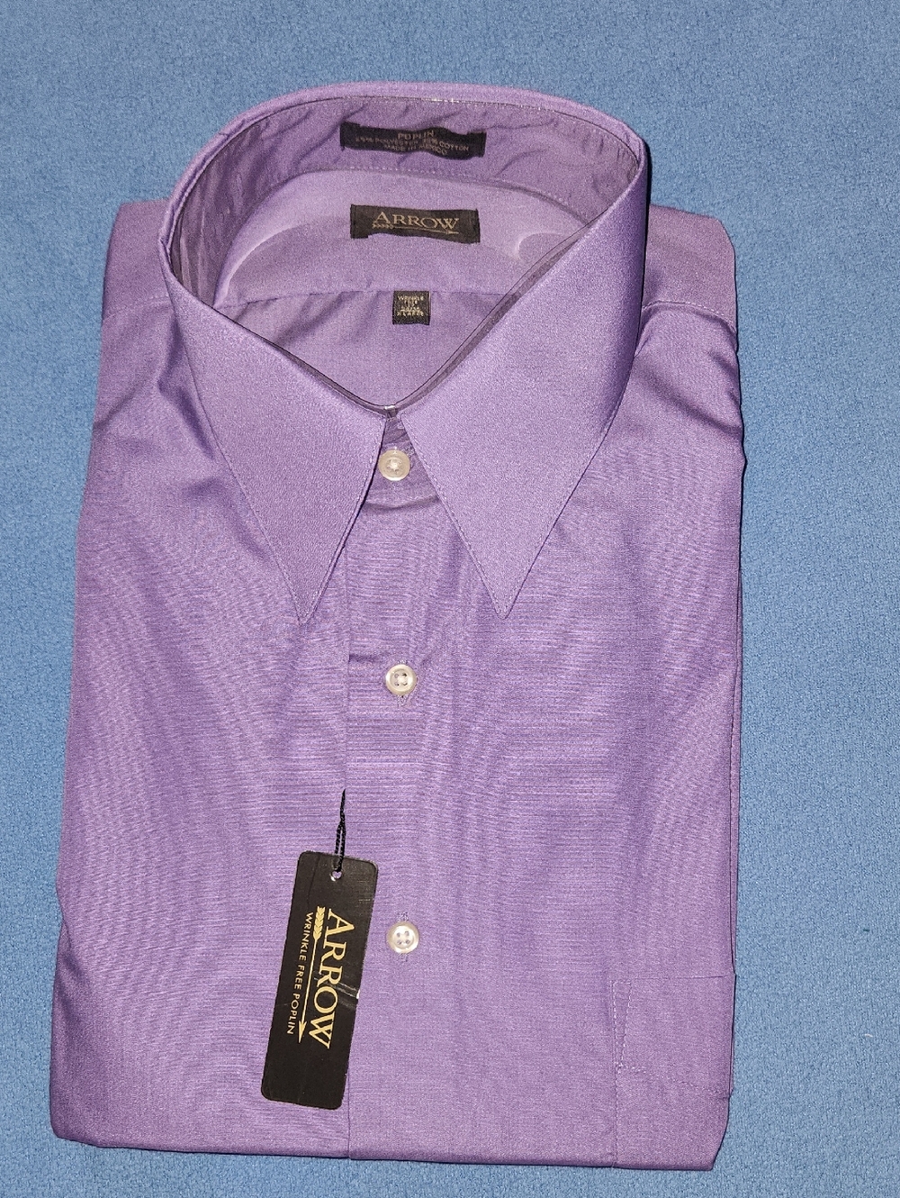 Arrow Purple Men's Poplin Dress Shirt Size XL 17 34/35 Sleeve NWT